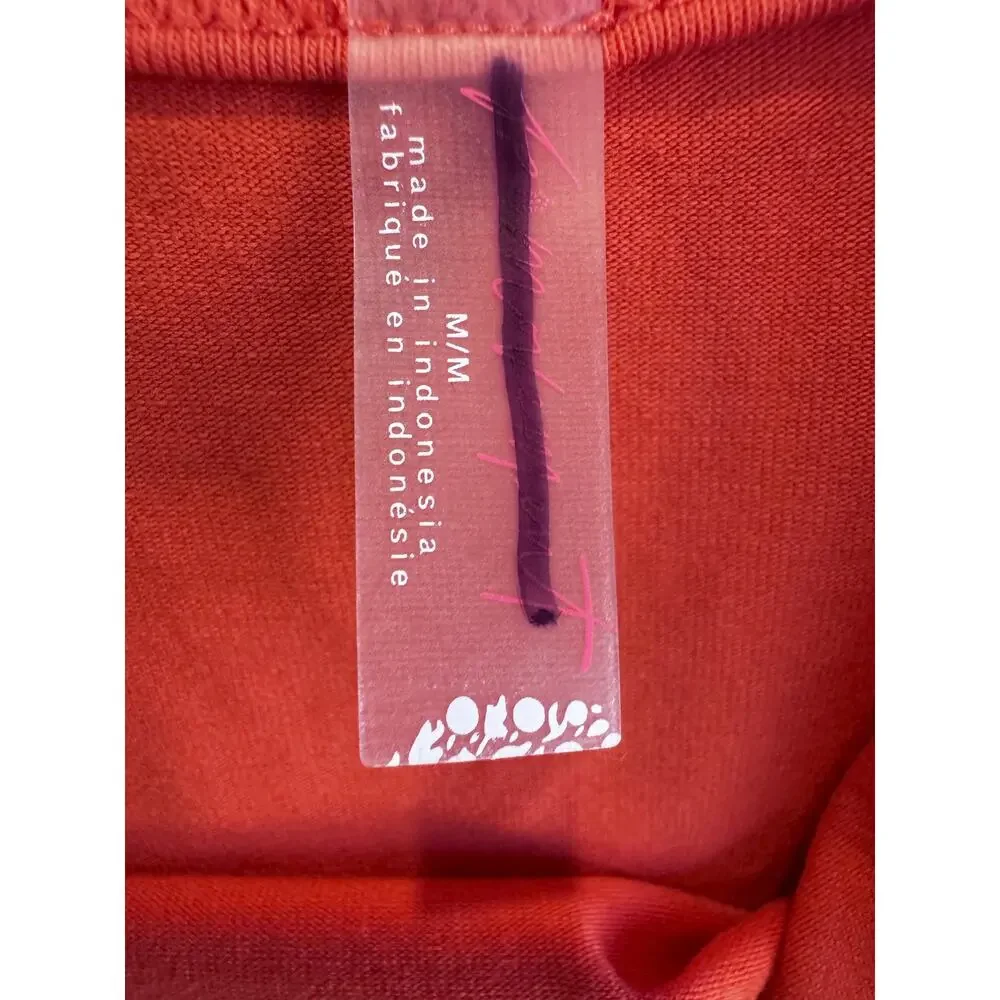Free People Movement Orange Bodysuit Scoop Neck Stretch Fitted Everyday M sexy